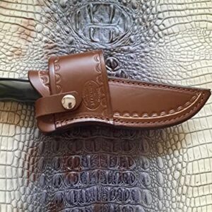 Custom Leather Cross Draw Knife Sheath for Buck 119 SPECIAL Knife, Dyed Brown, Sheath Only