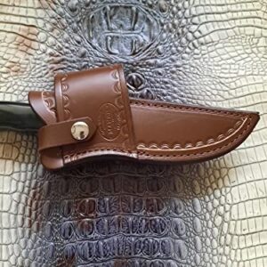 Custom Leather Cross Draw Knife Sheath for Buck 119 SPECIAL Knife, Dyed Brown, Sheath Only