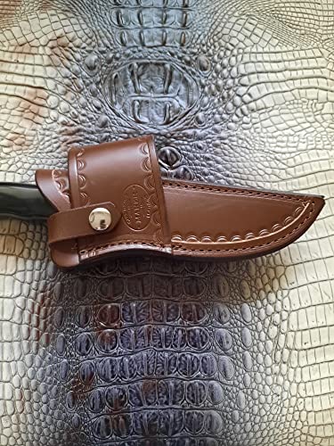 Custom Leather Cross Draw Knife Sheath for Buck 119 SPECIAL Knife, Dyed Brown, Sheath Only