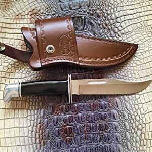 Custom Leather Cross Draw Knife Sheath for Buck 119 SPECIAL Knife, Dyed Brown, Sheath Only