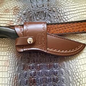 Custom Leather Cross Draw Knife Sheath for Buck 119 SPECIAL Knife, Dyed Brown, Sheath Only