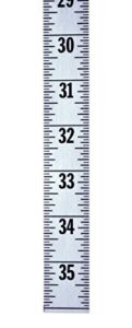 ruler – adhesive backed – 1 inch wide x 36 inch long – vertical down – fractional – 1/16” grads – silver
