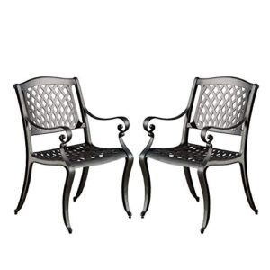 christopher knight home hallandale outdoor cast aluminum chairs, 2-pcs set, antique matte black