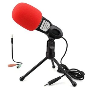 SOONHUA Condenser Microphone,Computer Microphone, 3.5MM Plug and Play Omnidirectional Mic with Desktop Stand for Gaming,YouTube Video,Recording Podcast,Studio,for PC,Laptop,Tablet,Phone