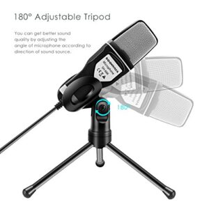SOONHUA Condenser Microphone,Computer Microphone, 3.5MM Plug and Play Omnidirectional Mic with Desktop Stand for Gaming,YouTube Video,Recording Podcast,Studio,for PC,Laptop,Tablet,Phone