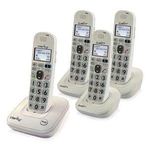 clarity d702 moderate hearing loss cordless phone with (3) d702hs expandable handsets
