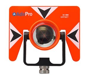 adirpro all-metal single tilt prism- fits all 0/-30mm offset total stations surveying tool with case soft bag, ideal as land surveying equipment, orange