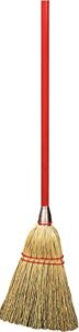 flo-pac lobby broom corn broom, short broom for kitchen, restaurants, home, corn, 34 inches, red, (pack of 12)