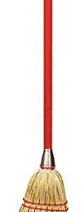 Flo-Pac Lobby Broom Corn Broom, Short Broom for Kitchen, Restaurants, Home, Corn, 34 Inches, Red, (Pack of 12)