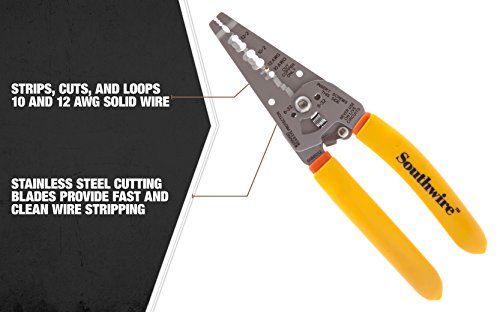 Southwire - 58278440 Tools & Equipment SNM1012 10-12 AWG Ergonomic Handles NM Cable Wire Stripper/Cutter