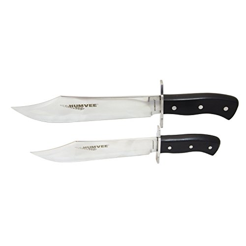 Humvee HMV-BC-03-BK Campco Bowie Knife Set with Mirror Polished Stainless Steel Blades and Black Pakawood Handles