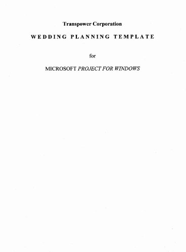 WEDDING PLANNING TEMPLATE for Microsoft Project for Windows (Download Only)