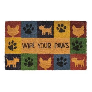 notrax, wipe your paws, vinyl-backed natural coir doormat, entry mat for indoor or outdoor use, 18"x30", c12 (c12s1830wp)
