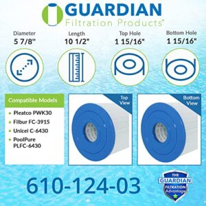 Guardian Filtration Products 610-124-03-3 Pack Hot Tub & Spa Filter 610-124-03 Replacement for Pleatco PWK30, Unicel C-6430, Filbur FC-3915