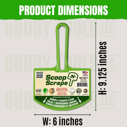 Curved Bucket Scoop for 5 Gallon Buckets, Nylon Bucket Scraper for Drywall Mud, Paint, Epoxy Resin, Scrapes Buckets Clean, No More Bucket Shavings in Material - Won't Rust - Made in USA by Buddy Tools