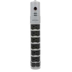 Monoprice 8 Outlet Rotating Surge Strip - UL Rated 2,160 Joules with Grounded and Protected Light Indicator, Gray