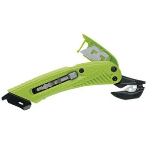 aviditi s4™ safety cutter utility knives, green, right-handed grip, knife has steel safety guide and ergonomic handle grip, ideal for shipping and recieving, crafts and warehouse use, case of 12