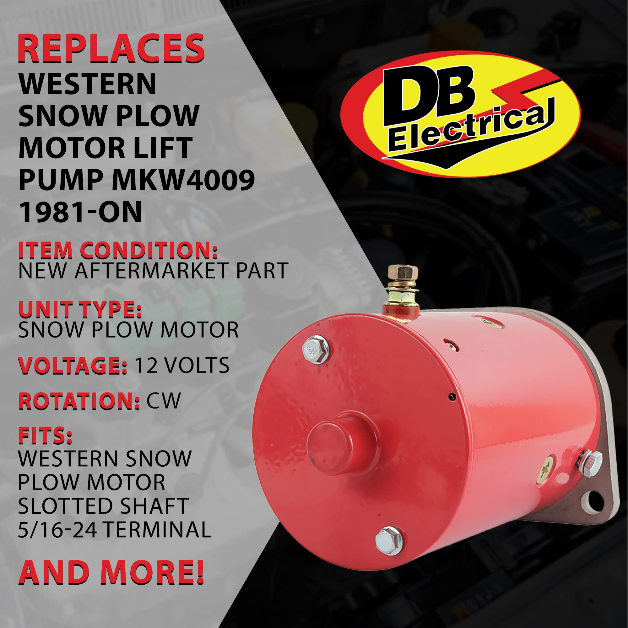 DB Electrical 430-22003 Snow Plow Motor Compatible With/Replacement For Western & Fisher Snow Plow Applications, 46-2473 46-2584 46-3618, MKW4009 1981-Up 1306415 M4-3499-00 A5819AM