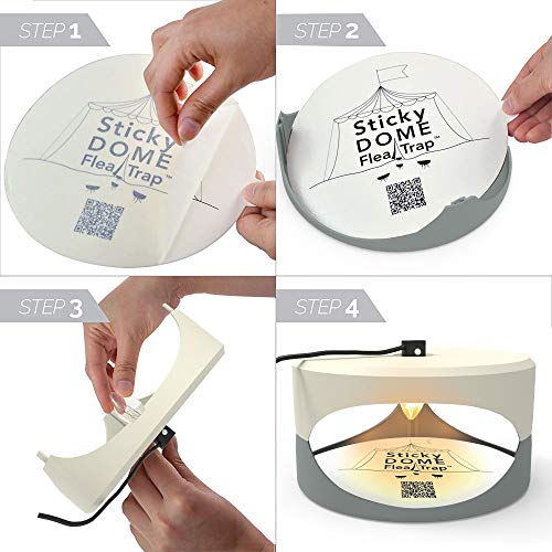 ASPECTEK Trapest Sticky Dome Flea Bed Bug Trap with 2 Glue Discs, Odorless Non-Poisonous and Natural Flea Killer Trap Pad, Pets, Children and Family Friendly, 220V Flea Trap