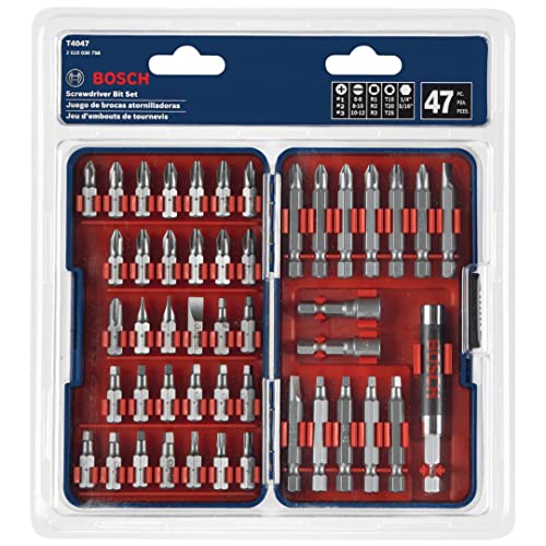 BOSCH T4047 47-Piece High-Carbon Steel Hex Shank Screwdriver Bit Assorted Set