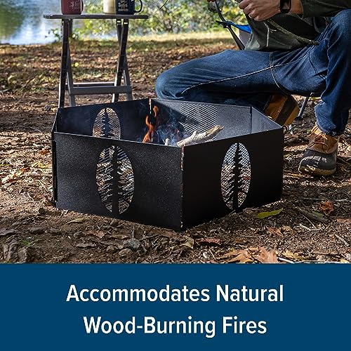 Camco Heavy Duty Steel Campfire Ring - 27"" Wide with Hinged Construction, Portable Collapsible Design is Easily Transportable, Comes with Storage Bag - (51091)", Black