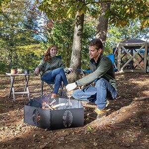 Camco Heavy Duty Steel Campfire Ring - 27"" Wide with Hinged Construction, Portable Collapsible Design is Easily Transportable, Comes with Storage Bag - (51091)", Black