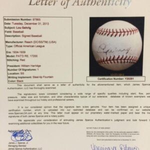 Magnificent Lou Gehrig Single Signed Autographed Al Harridge Baseball Psa & Jsa - Autographed Baseballs