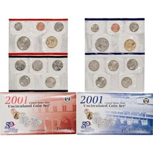 2001 united states mint uncirculated coin set (u01) in original government packaging