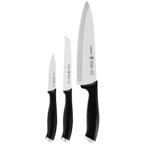 henckels silvercap razor-sharp 3-piece kitchen knife set, chef knife, paring knife, utility knife, german engineered informed by 100+ years of mastery