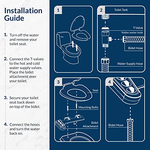 Bio Bidet BB-270 Hot & Cold Freshwater Spray, Non-Electric, Bidet Attachment For Toilet Seat, Posterior & Feminine Wash, Easy Install, White