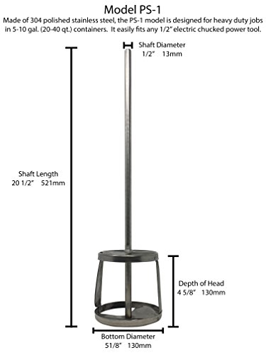 Jiffy Mixer CO. PS-1 1/2" Shaft 5-10 Gallon Stainless Steel Mixing Blade