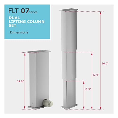 Height Adjustable Dual Lifting Column Set - 24VDC Brushed DC Motor Height Range (24 to 56) for Industrial, Home, Office Automation FLT-07 Model