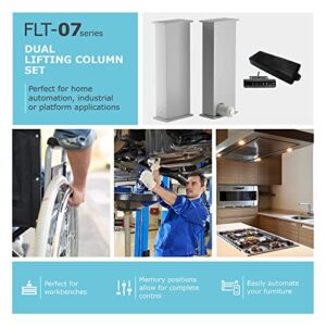 Height Adjustable Dual Lifting Column Set - 24VDC Brushed DC Motor Height Range (24 to 56) for Industrial, Home, Office Automation FLT-07 Model