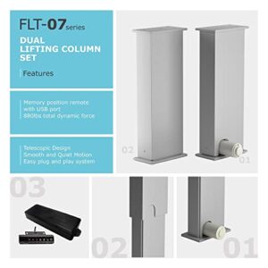 Height Adjustable Dual Lifting Column Set - 24VDC Brushed DC Motor Height Range (24 to 56) for Industrial, Home, Office Automation FLT-07 Model