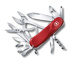 victorinox evolution s557 swiss army knife, 21 function swiss made pocket knife with large blade, screwdriver, pliers and wrench – red