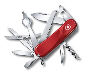 victorinox evolution 23 swiss army knife, 17 function swiss made pocket knife with large blade, screwdriver, magnifying glass and corkscrew – red