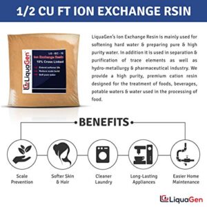 LiquaGen - 2Cu.'. of Water Softening Ion Exchange Resin Cation + Resin Loading Funnel