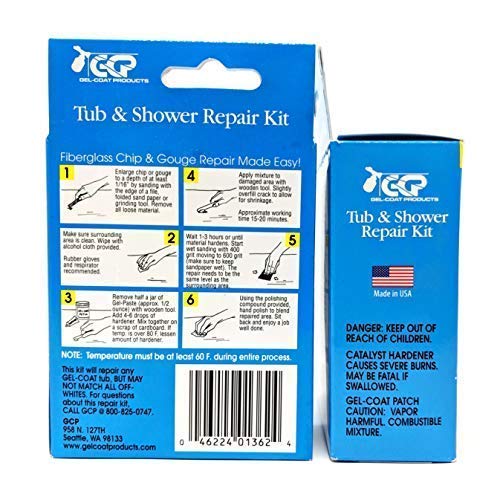 Gel-Coat Products 58-204 Tub and Shower Repair Kit, Bone