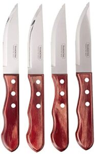 tramontina porterhouse steak knife set stainless steel polywood handle 4-piece, 80000/005ds