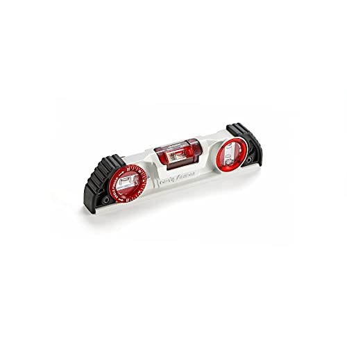 Kapro - 935 Magnetic Cast Red Torpedo Level - Features Optivision, Angle Finder, and V-Groove - For Tilling, Masonry, and Construction - 10 in