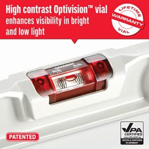 Kapro - 935 Magnetic Cast Red Torpedo Level - Features Optivision, Angle Finder, and V-Groove - For Tilling, Masonry, and Construction - 10 in