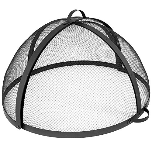 Sunnydaze Easy-Opening, Heavy-Duty Fire Pit Spark Screen Cover with Hinged Door - 36-Inch Diameter