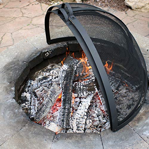 Sunnydaze Easy-Opening, Heavy-Duty Fire Pit Spark Screen Cover with Hinged Door - 36-Inch Diameter