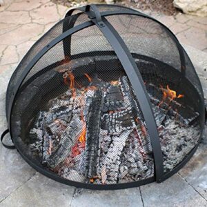 Sunnydaze Easy-Opening, Heavy-Duty Fire Pit Spark Screen Cover with Hinged Door - 36-Inch Diameter