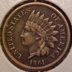 1861 indian head penny ~ grades fine+