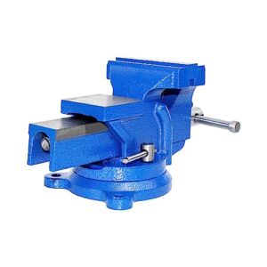 HFS (R) 5" Heavyduty Bench Vise Anvil Forged.360 Swivel Locking Base Desktop Clamp (16LBS), FS Blue Design