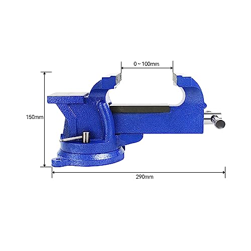 HFS (R) 5" Heavyduty Bench Vise Anvil Forged.360 Swivel Locking Base Desktop Clamp (16LBS), FS Blue Design