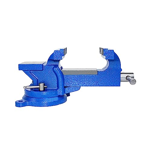 HFS (R) 5" Heavyduty Bench Vise Anvil Forged.360 Swivel Locking Base Desktop Clamp (16LBS), FS Blue Design