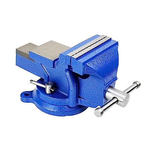 HFS (R) 5" Heavyduty Bench Vise Anvil Forged.360 Swivel Locking Base Desktop Clamp (16LBS), FS Blue Design