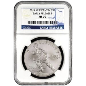 2012 w infantry early releases commemorative silver dollar coin. ngc graded ms 70.